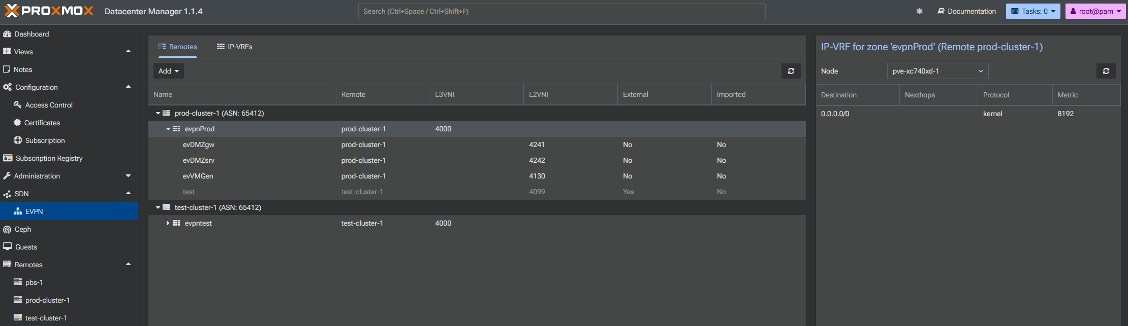 PDM EVPN page